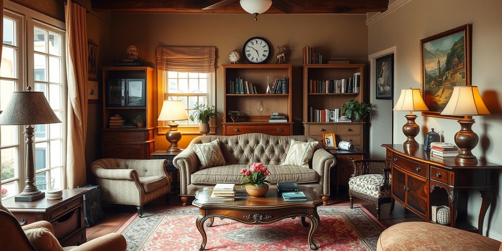 Vintage living room with antique furniture