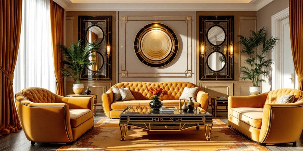 Elegant Art Deco furniture in a stylish living space.