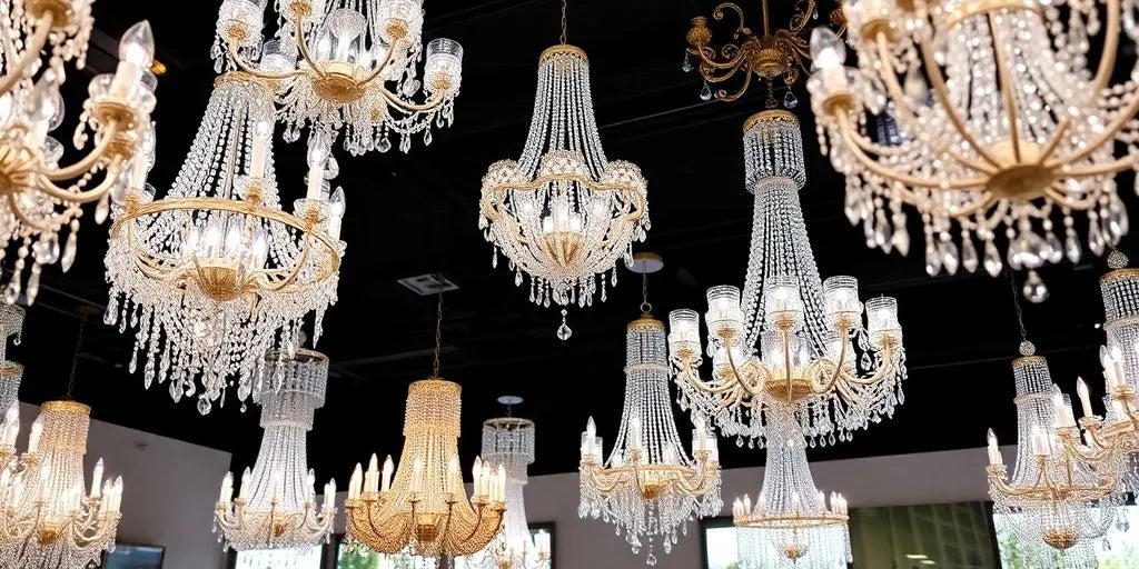 Elegant chandeliers in various styles and designs.