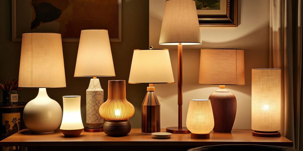 Stylish lamps in a cozy living room setting.