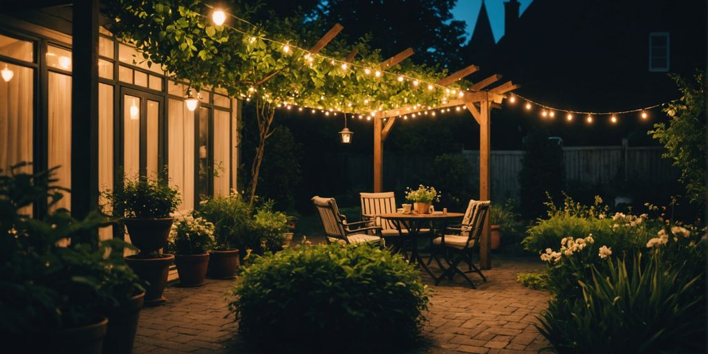 Garden illuminated with affordable creative lights at night