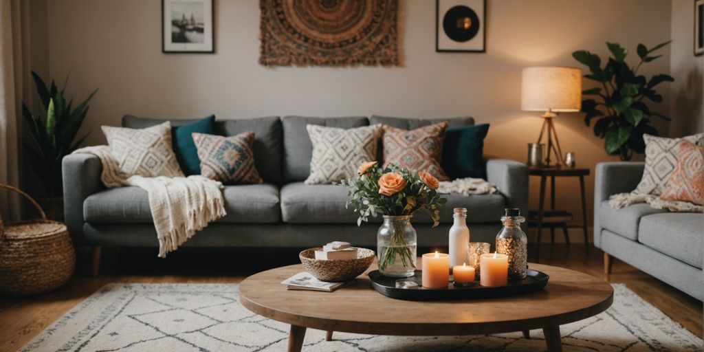 Affordable boho chic living room decor setup