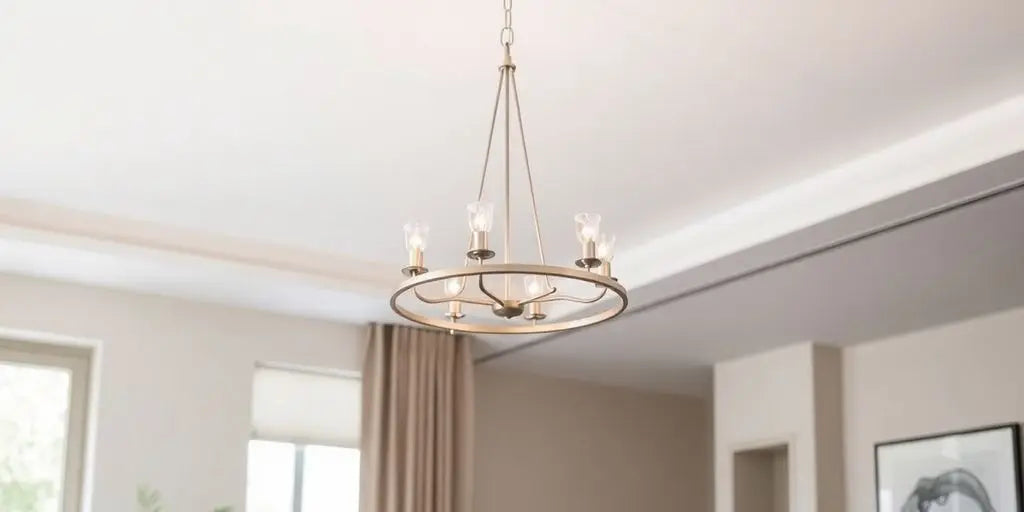 Minimalist chandelier in a modern interior.