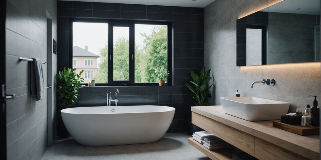 Well-ventilated bathroom with window and exhaust fan