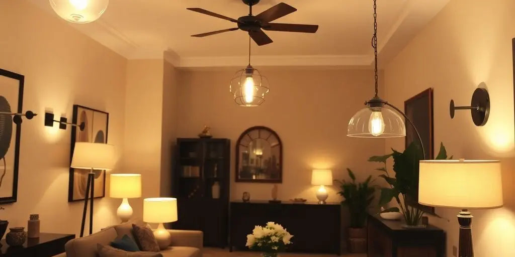 Stylish light fixtures in a modern living space.