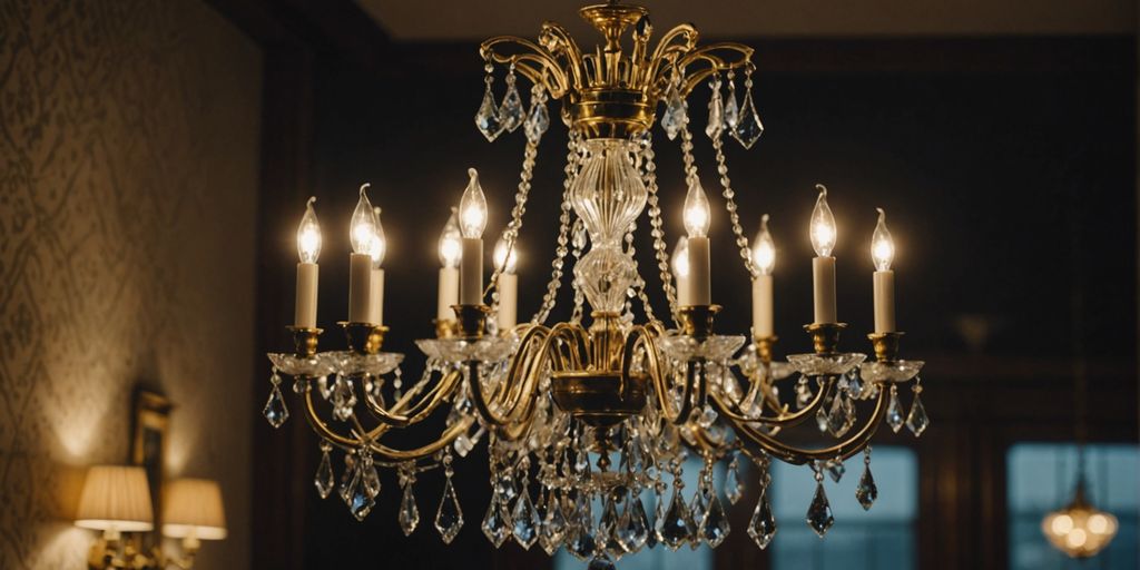 Chandelier shining brightly after being cleaned in place.