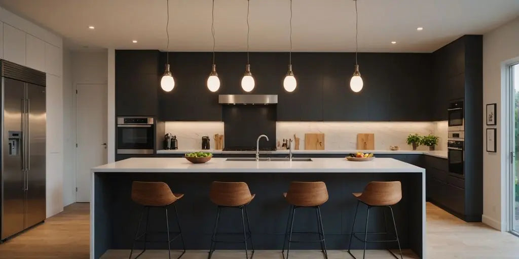 Modern kitchen with stylish pendant lights
