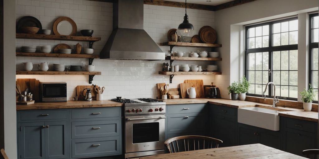 Cozy modern farmhouse kitchen with stylish decor elements