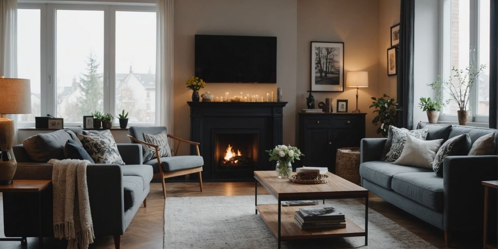 Living room with perfectly arranged furniture and stylish decor.