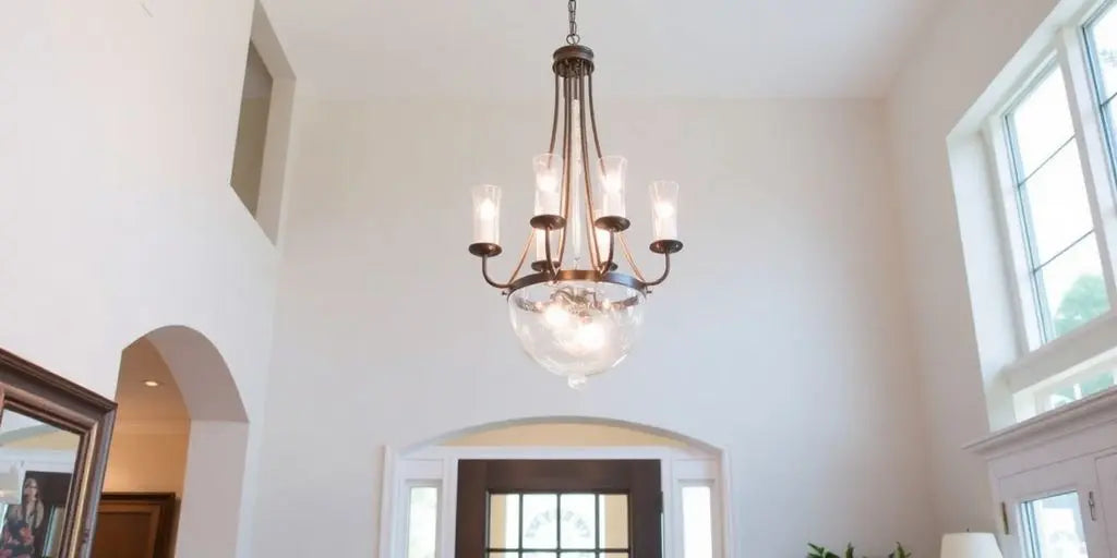 Elegant foyer chandelier in a stylish entryway.