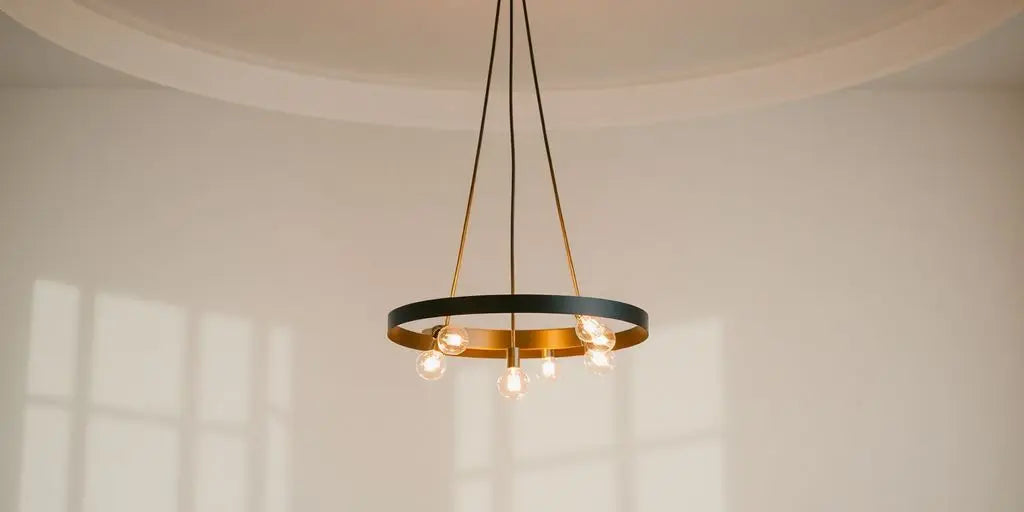 Modern pendant chandelier illuminating a stylish dining area.