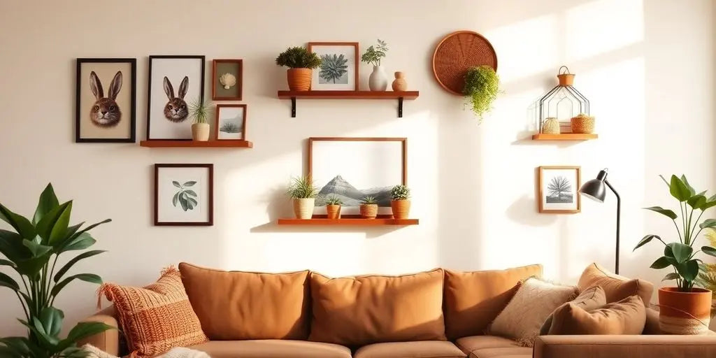 Cozy living room with creative wall decor ideas.