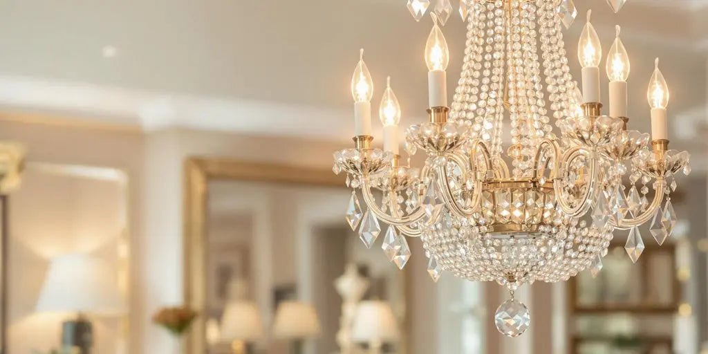 Elegant chandelier illuminating a stylish home interior.