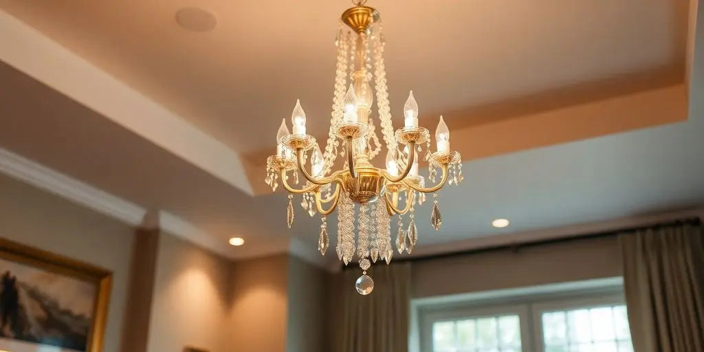 Elegant chandelier illuminating a stylish interior space.