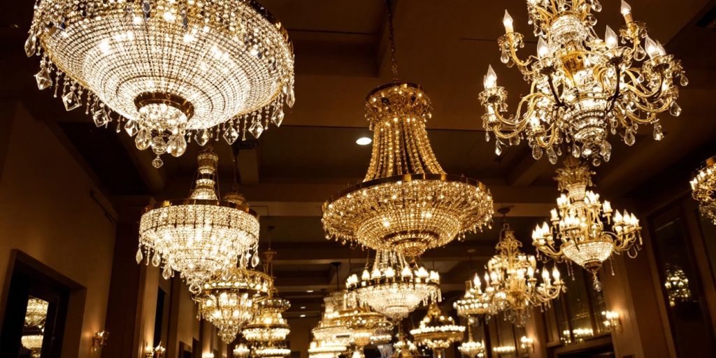 Luxurious chandeliers in a beautifully styled room.