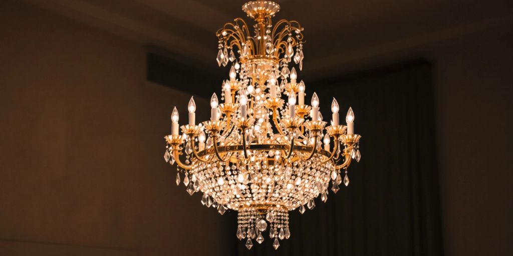 Elegant glass chandelier with sparkling crystal accents.