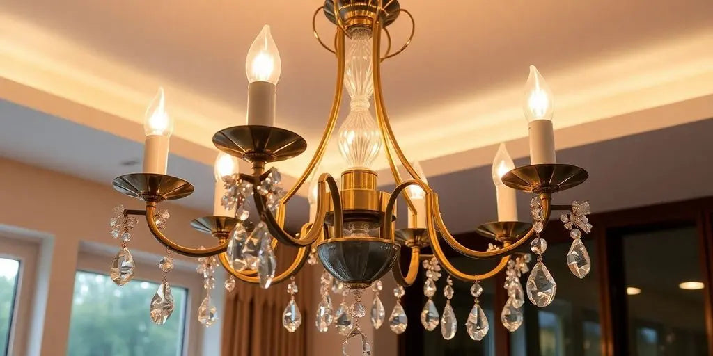 Elegant Hinkley chandelier illuminating a stylish interior.