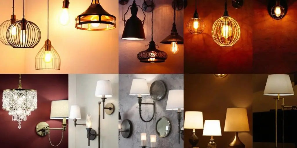 Stylish light fixtures in various designs and colors.