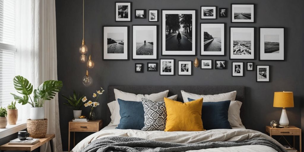 Cozy bedroom with DIY wall art