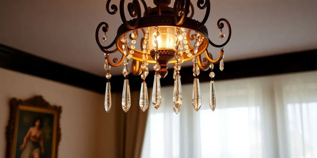 Elegant chandelier illuminating stylish home decor.