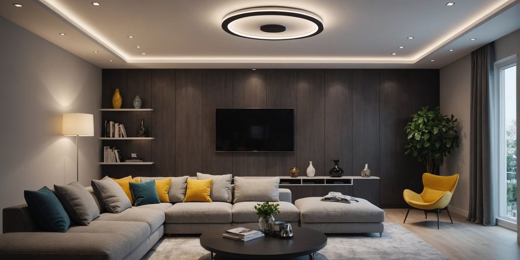 Modern LED ceiling lights in stylish home setting.