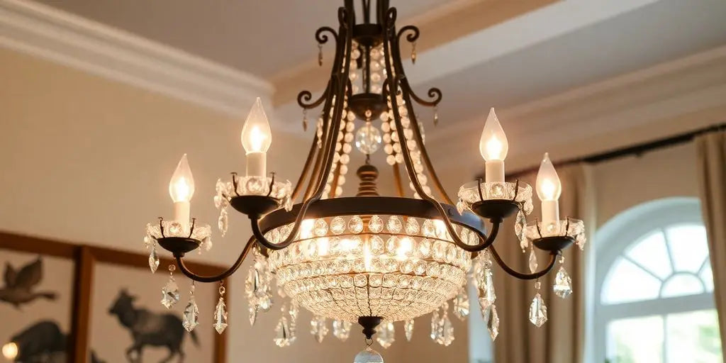 Illuminate-Your-Space-The-Elegance-of-a-Wrought-Iron-Chandelier-with-Crystals ChandeliersLife®