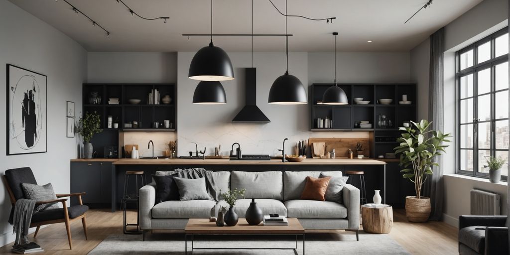 Modern industrial pendant light in contemporary space