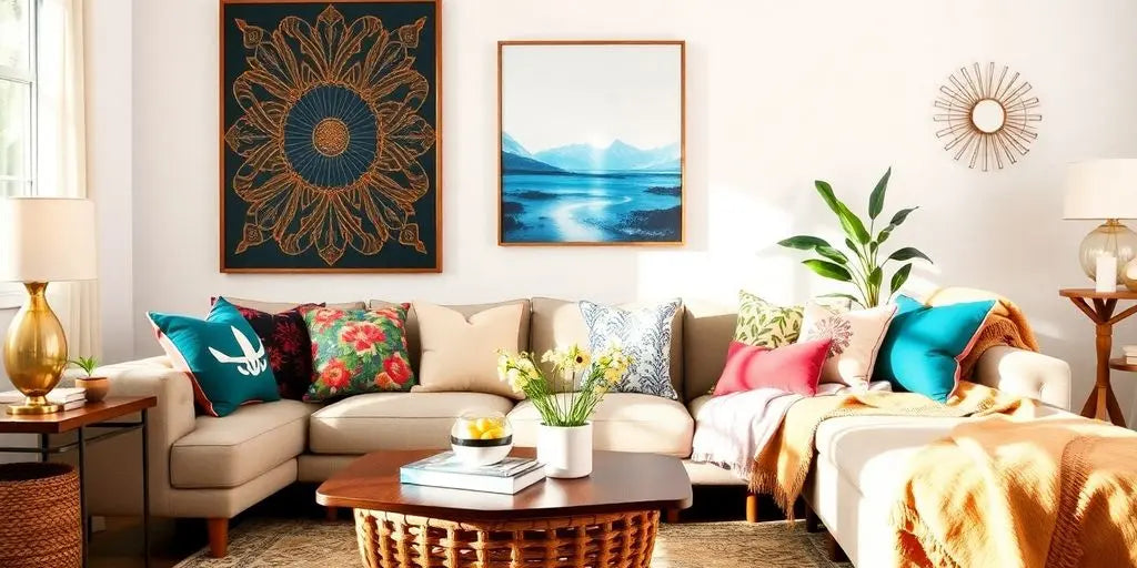 Stylish living room with Walmart home decor accents.