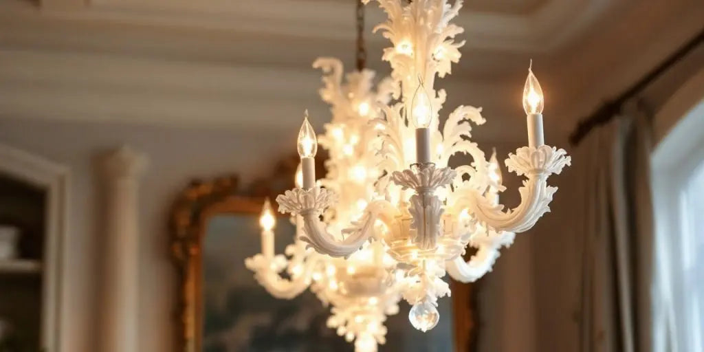 Elegant alabaster chandelier illuminating a luxurious interior.