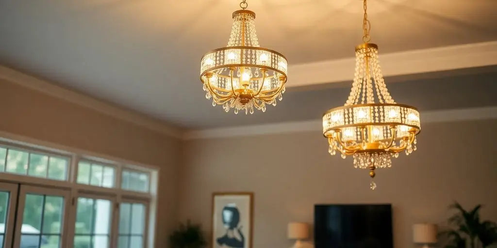 Elegant Lowes chandeliers illuminating a stylish room.