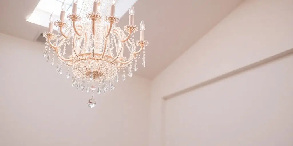 Elegant crystal chandelier illuminating a stylish room.