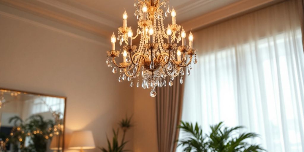 Elegant luxury chandelier illuminating a stylish interior.