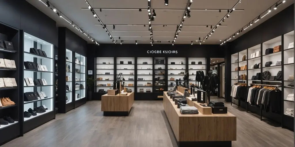 Modern retail store with stylish lighting fixtures.