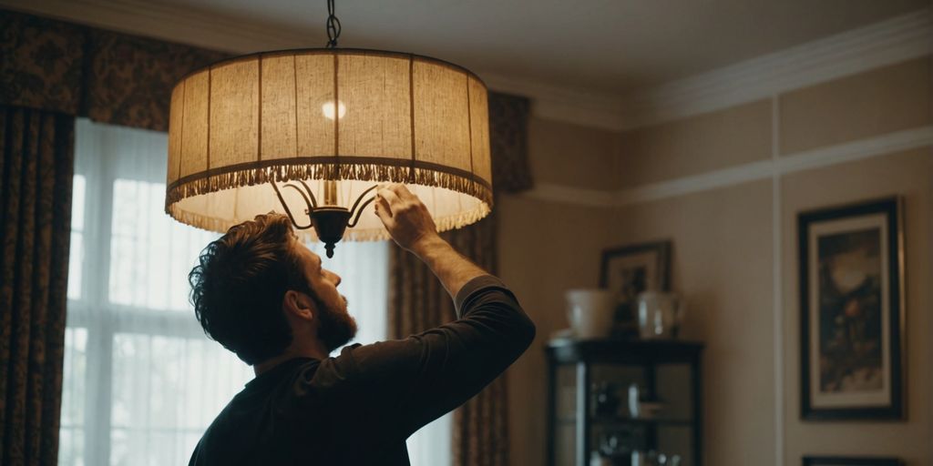 Cleaning fabric chandelier shade with soft brush