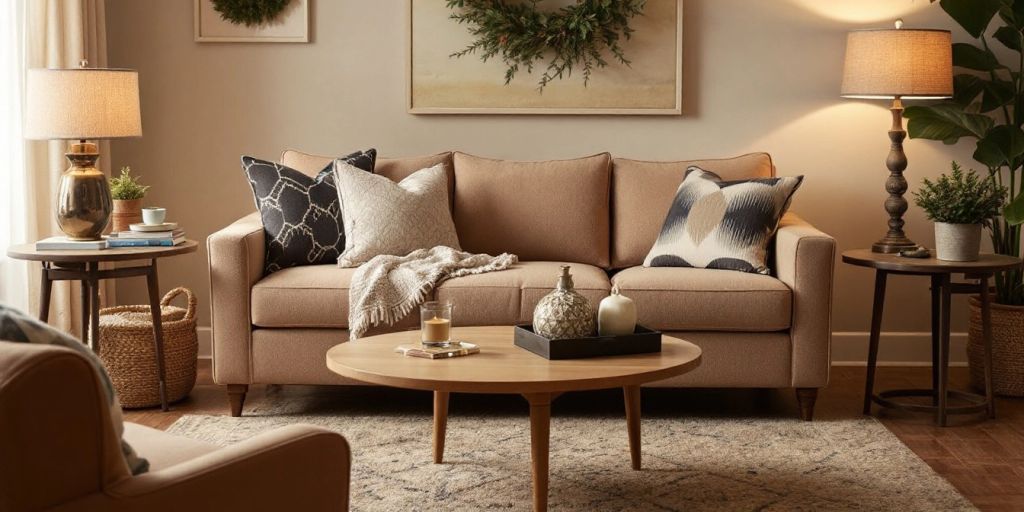 Cozy living room with stylish, affordable furniture pieces.