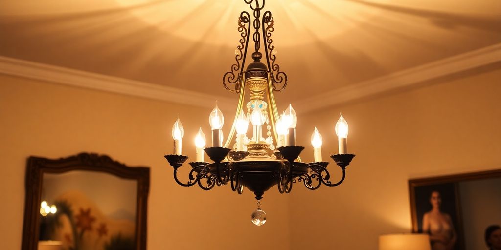 Elegant chandelier lamp illuminating a stylish interior space.