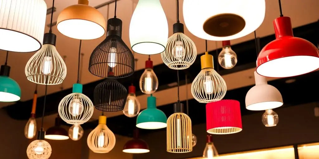 Modern hanging lights in a stylish interior setting.