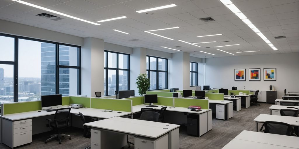 Office with energy-efficient LED lighting