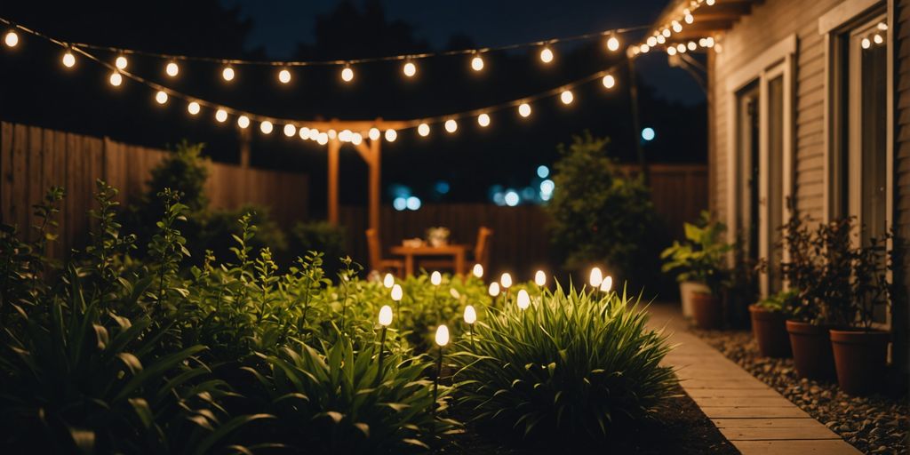 Backyard illuminated by innovative DIY garden lighting ideas