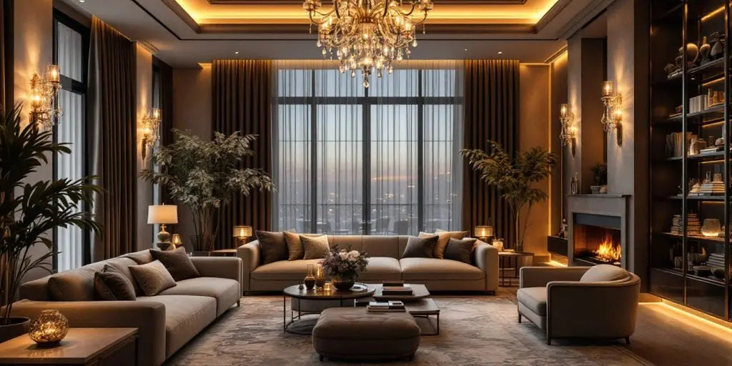 Luxury lighting in a stylish living room setting.