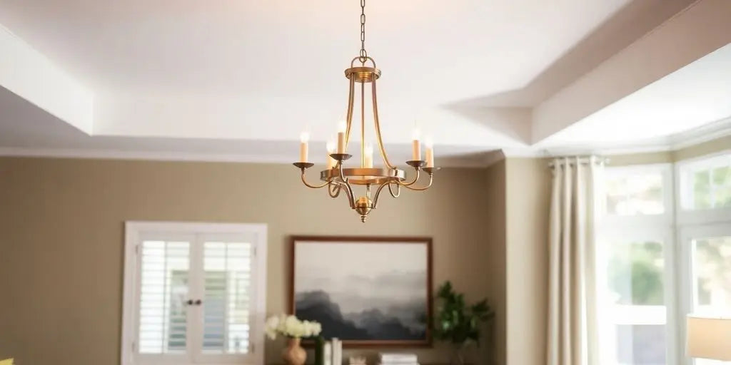 Elegant Wayfair chandelier illuminating a stylish dining room.