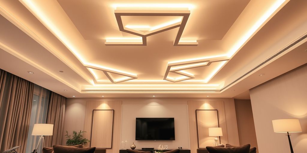 Modern living room with contemporary ceiling lights