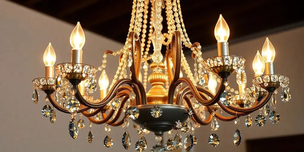 Elegant chandelier hanging in a stylish room.