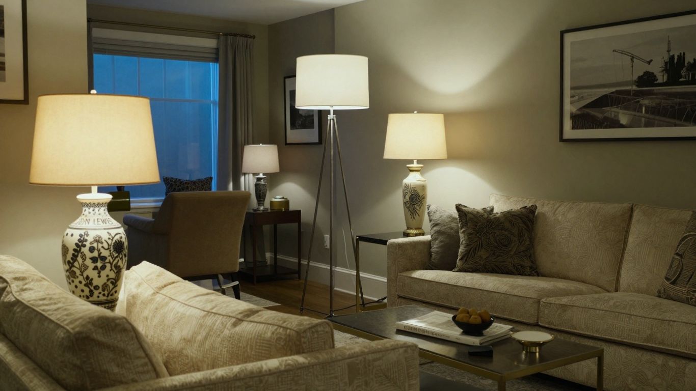 Elegant John Lewis lamps in a stylish living room.