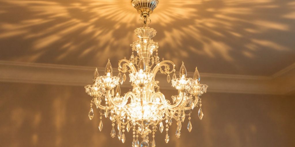 Elegant acrylic chandelier illuminating a stylish interior.