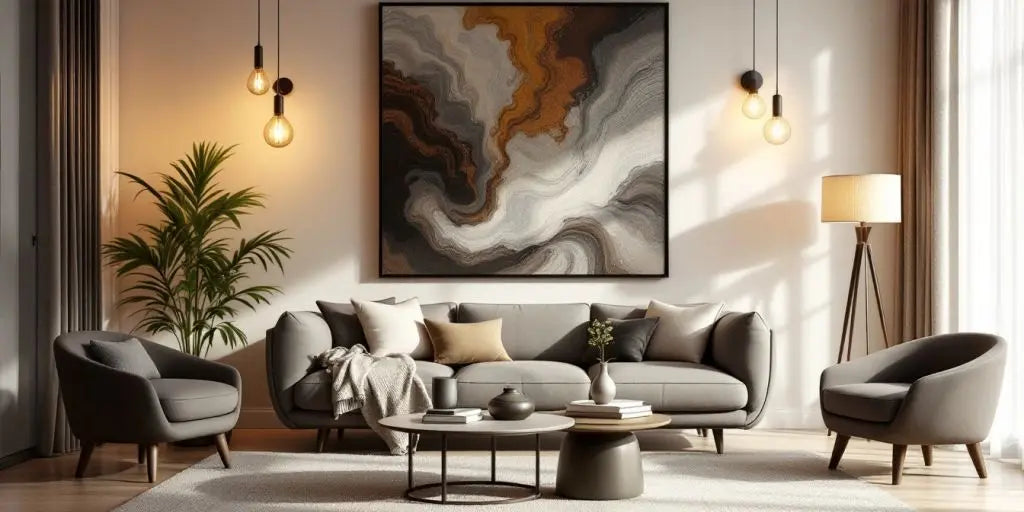 Elegant living room with stylish lighting fixtures.