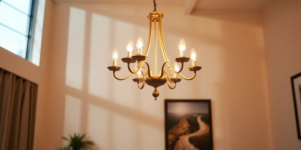 Elegant dimmable chandelier in a modern dining room.