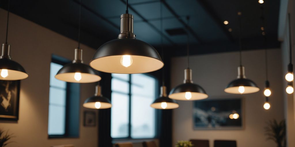 Modern pendant lights in a stylish contemporary room.