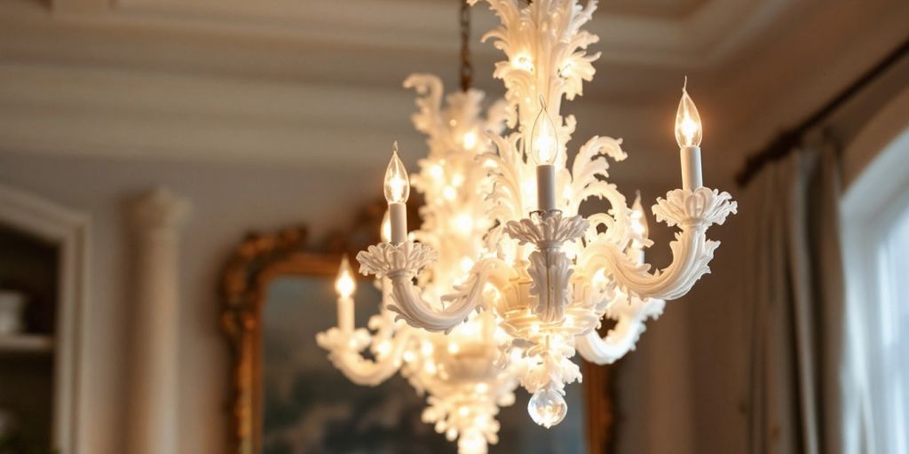 Elegant alabaster chandelier illuminating a luxurious interior.