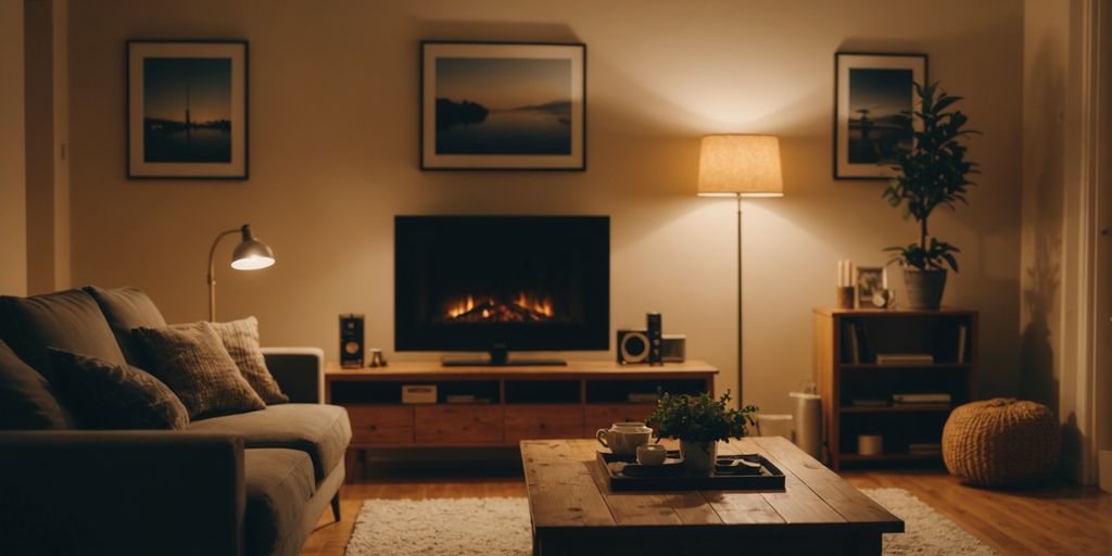 Warm and inviting living room decor with cozy furniture.